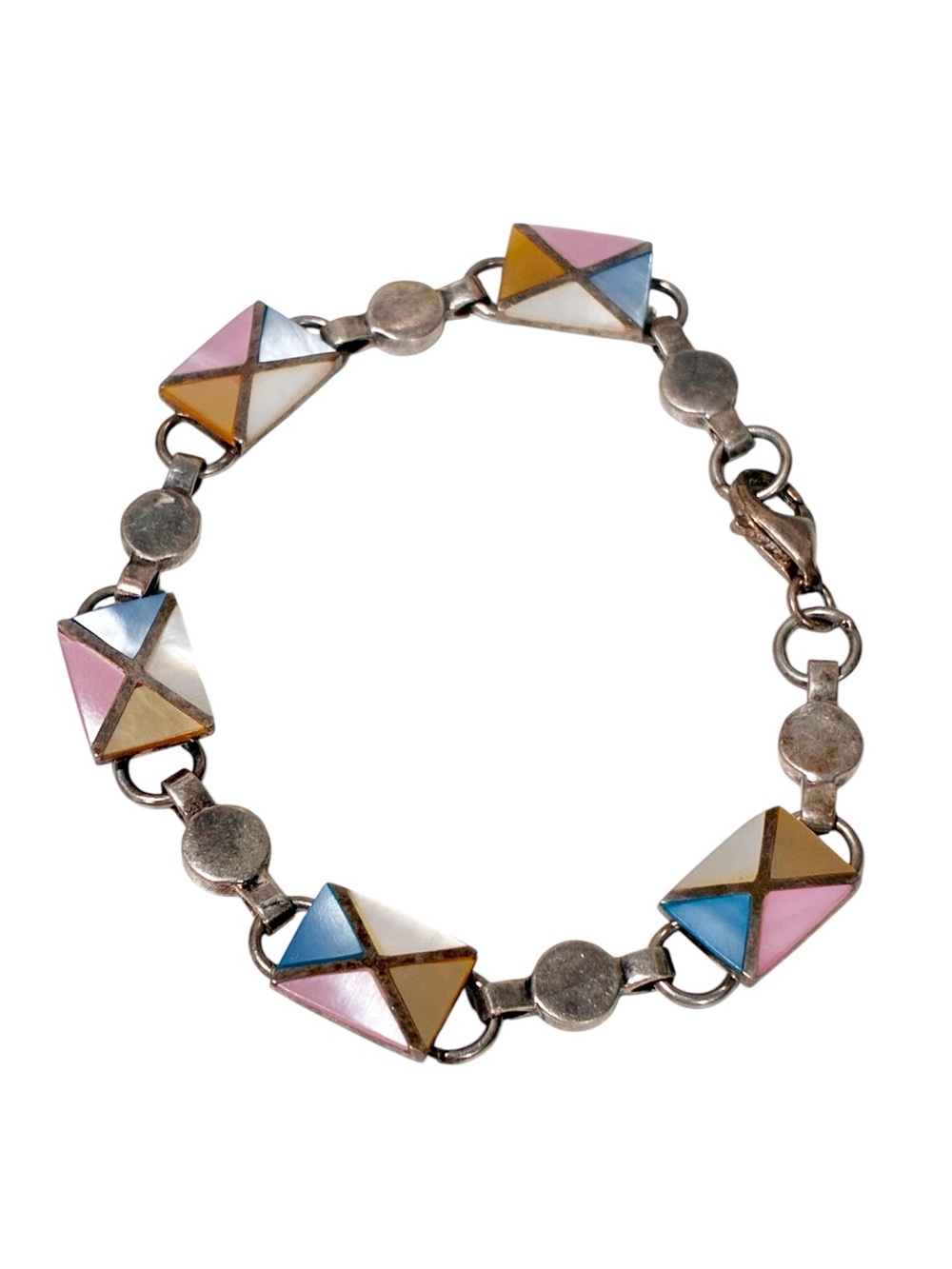Sterling Sliver 925 Turquoise Mother Pearl Toggle Bracelet